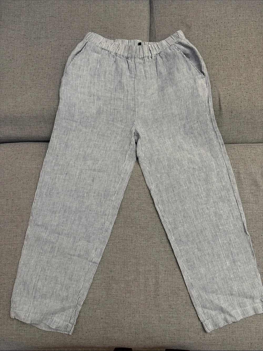 Quince 100% European Linen Blue Pinstripe Pants Small - Picture 1 of 8